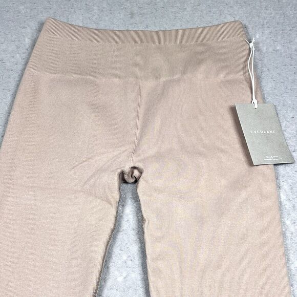 Everlane Leggings Womens Size M/L Tan The Seamless Ribbed High Rise Cotton Blend - Picture 2 of 11